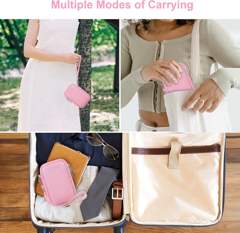 Canboc Camera Case for Canon PowerShot G7 X Mark III/ G7X Mark II Digital 4K Vlogging Camera, Point and Shoot 4K Video Camera Bag, Zipper Mesh Pocket fits USB Cable, Batteries, Pink - Image 3